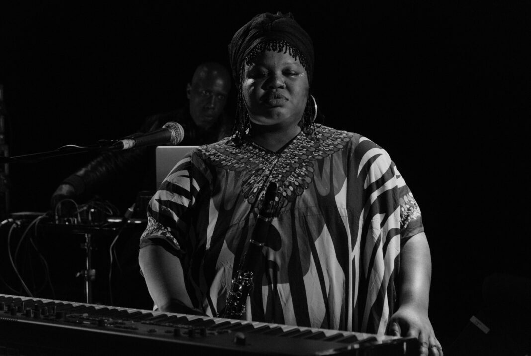 Afrofuturist free-jazz musician Angel Bat Dawid performing at the ICA for November’s First Friday