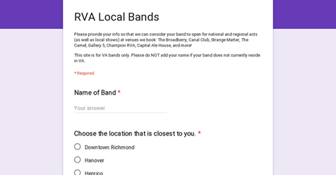 Local Promoters Seeking To Compile RVA Band List
