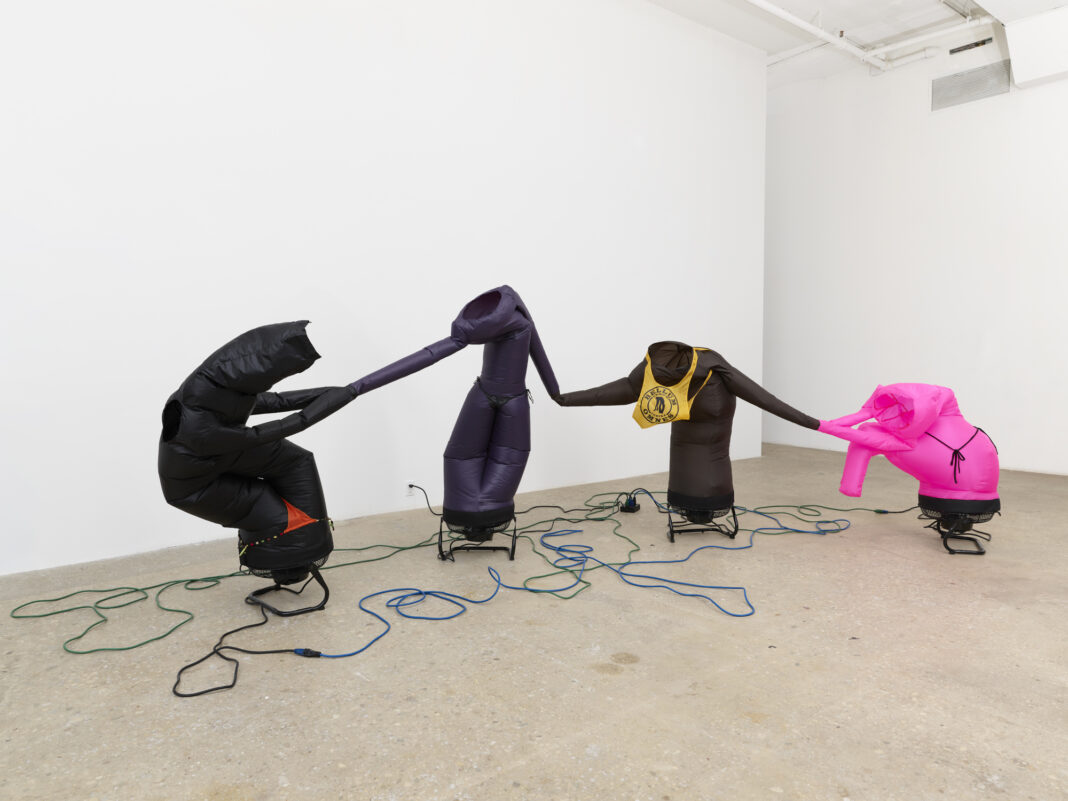 Cutline/credit: 6. Paul Chan, Katabasis, 2019, nylon, fans power cords, suicide cords, 88 x 208 x 90 in., Ⓒ Paul Chan; courtesy the artist and Greene Naftali, New York; photograph by Zeshan Ahmed